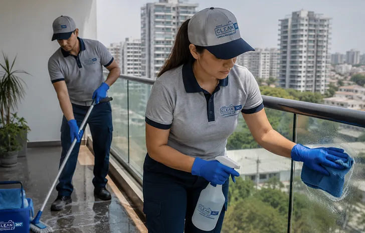 Limpieza de Balcones en Edificios profesional de Clean360 en Santiago Oriente