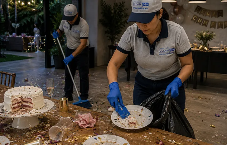 Servicio Post Eventos Fiestas profesional de Clean360 en Santiago Oriente
